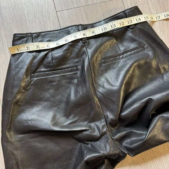 Aritzia Babaton Command Cropped Mid-rise Vegan Leather Black Trousers Size 8 - Picture 11 of 12
